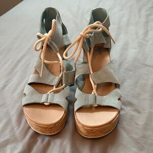 Sorel Women's Wedges in Light Blue and Beige
